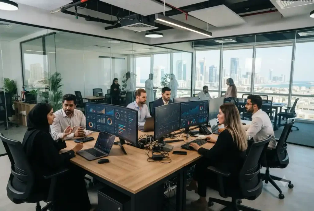Digital marketing professionals creating online growth strategies for Ajman businesses