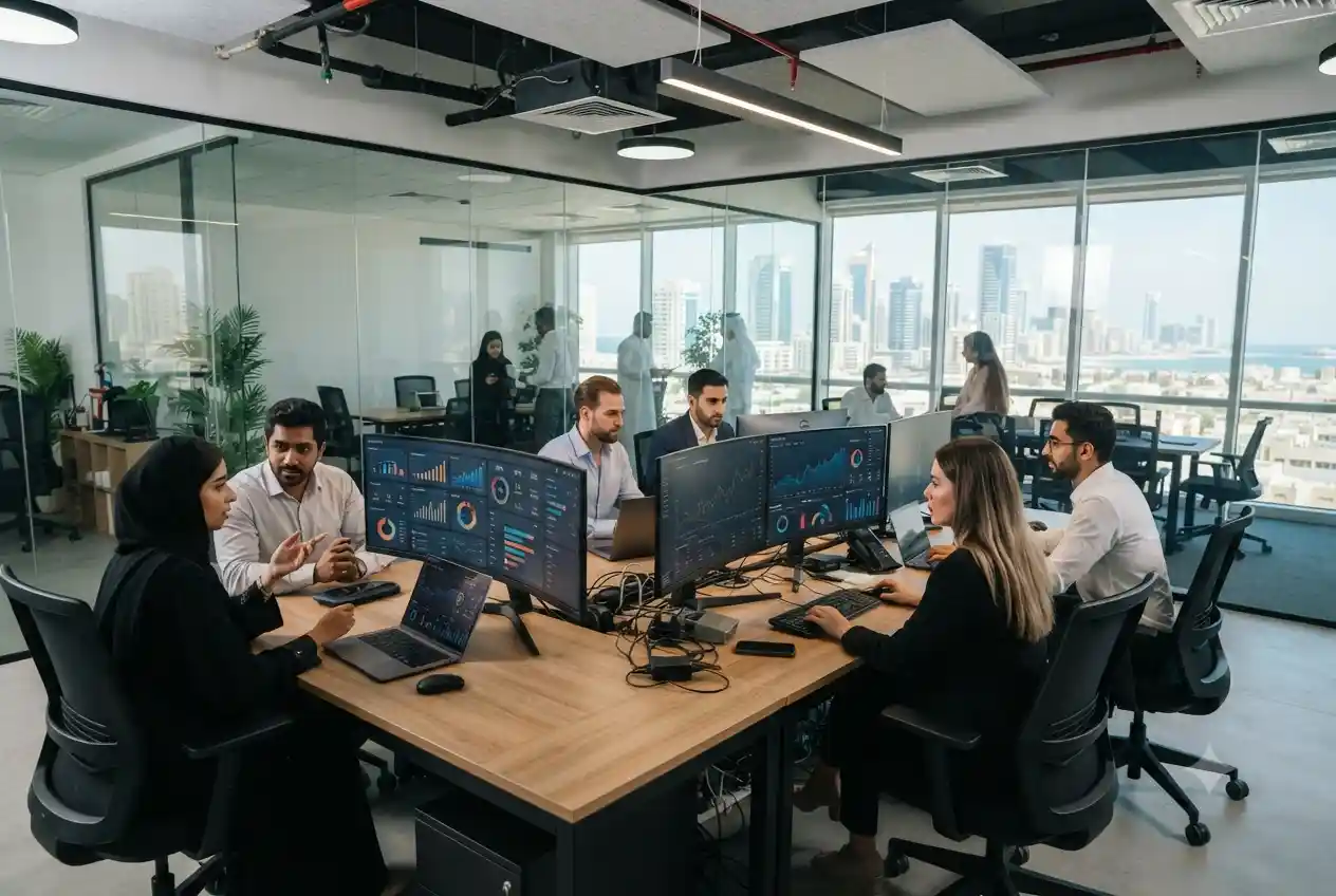 Digital marketing professionals creating online growth strategies for Ajman businesses