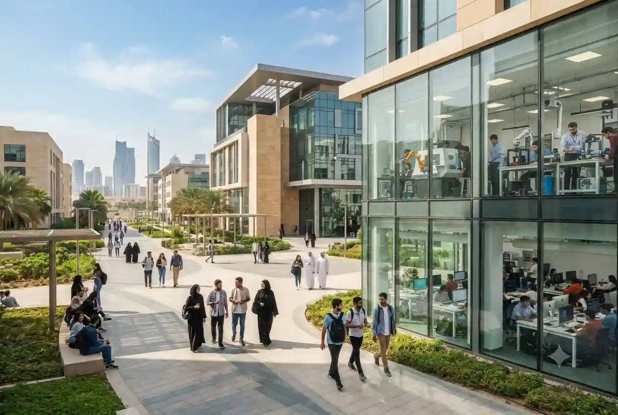 Students at the Higher Colleges of Technology campus in the UAE