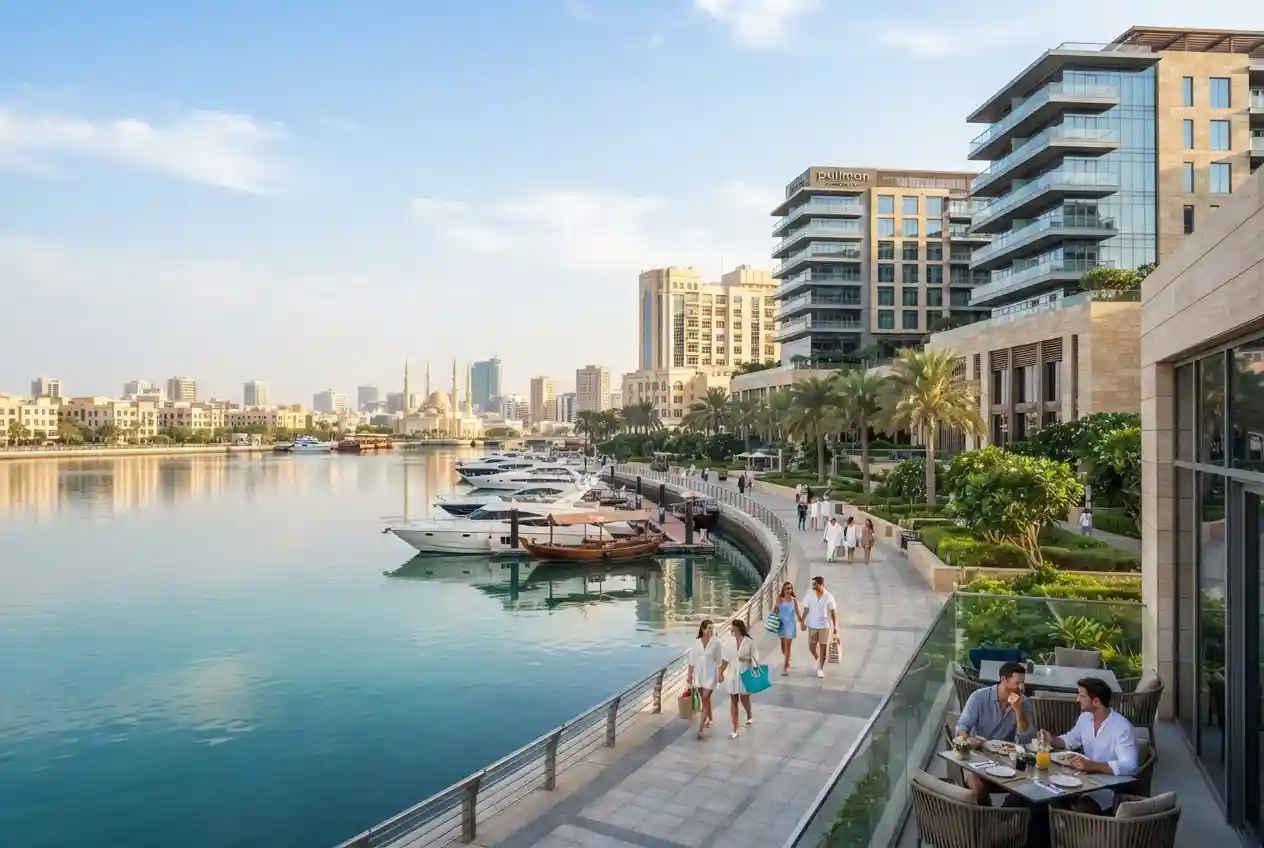 Luxury hotels and waterfront resorts in Sharjah overlooking Al Majaz Lagoon