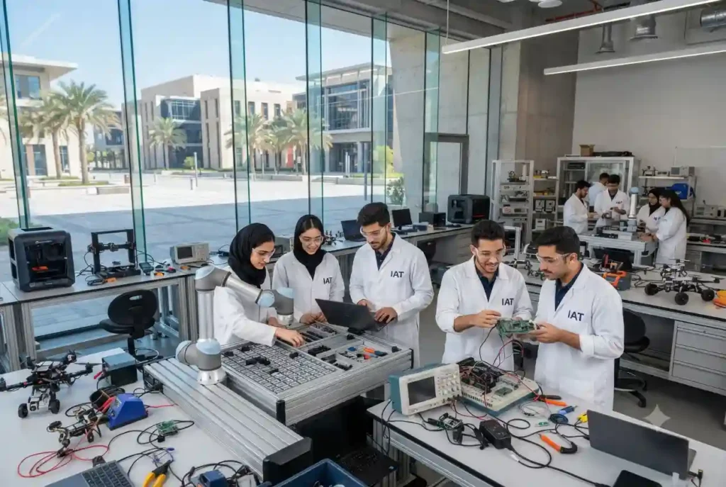 Students studying engineering and applied technology at the Institute of Applied Technology in the UAE