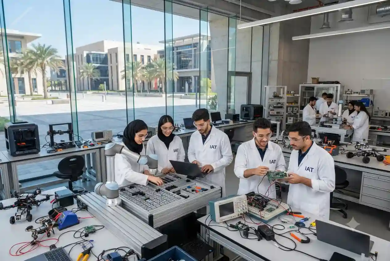 Students studying engineering and applied technology at the Institute of Applied Technology in the UAE