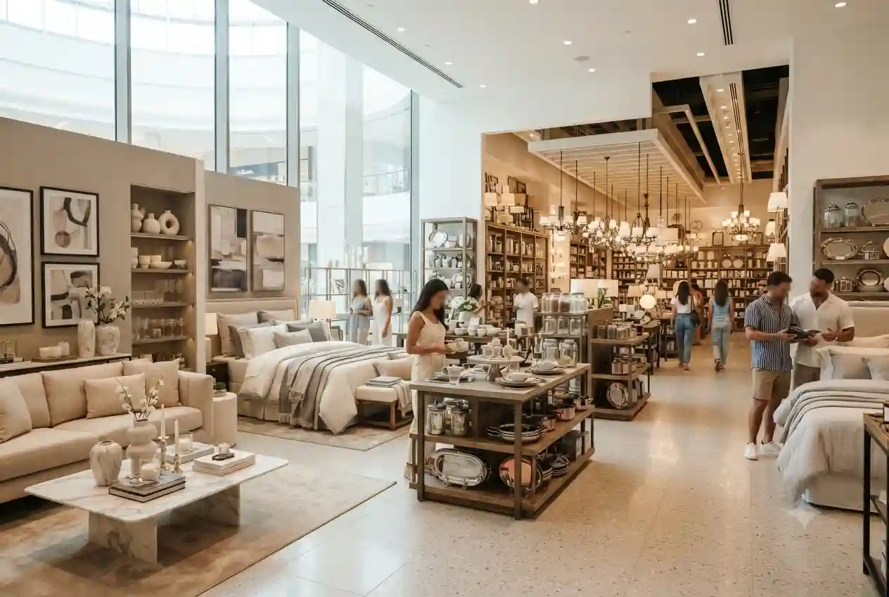 Interior of the Lifestyle store at Yas Mall in Abu Dhabi with home décor and lifestyle products.