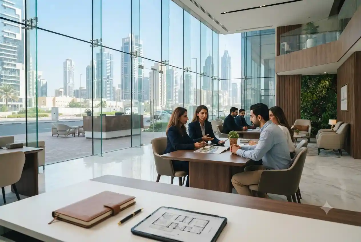 Modern real estate office building serving property buyers and investors in the UAE