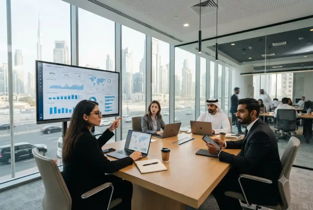 Real estate marketing professionals planning digital campaigns for property businesses