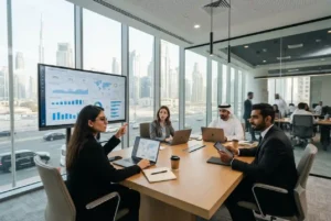 Real estate marketing professionals planning digital campaigns for property businesses