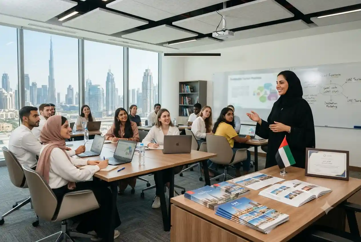 Students attending a tourism certificate training program in the UAE