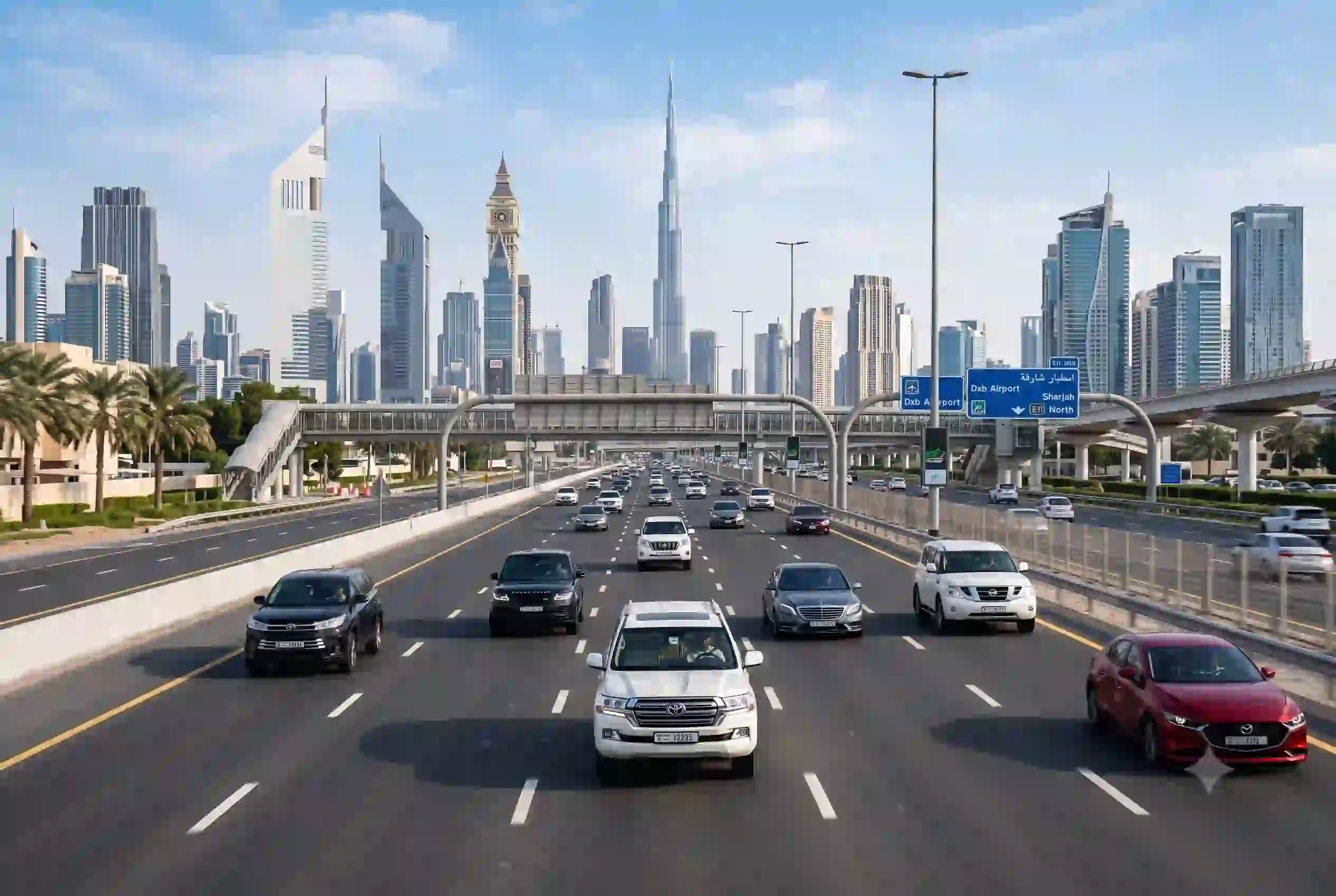 Cars driving on UAE highway representing motor insurance coverage