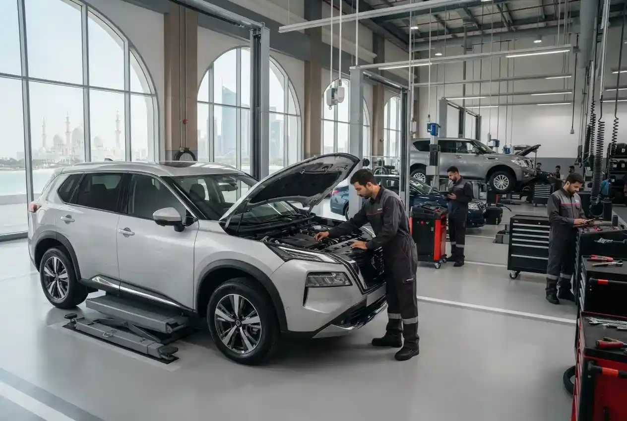 Al Masaood service center for Nissan vehicles in Abu Dhabi