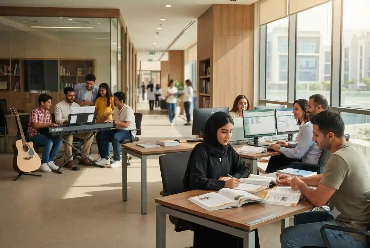 Students attending language computer and professional training in Ajman