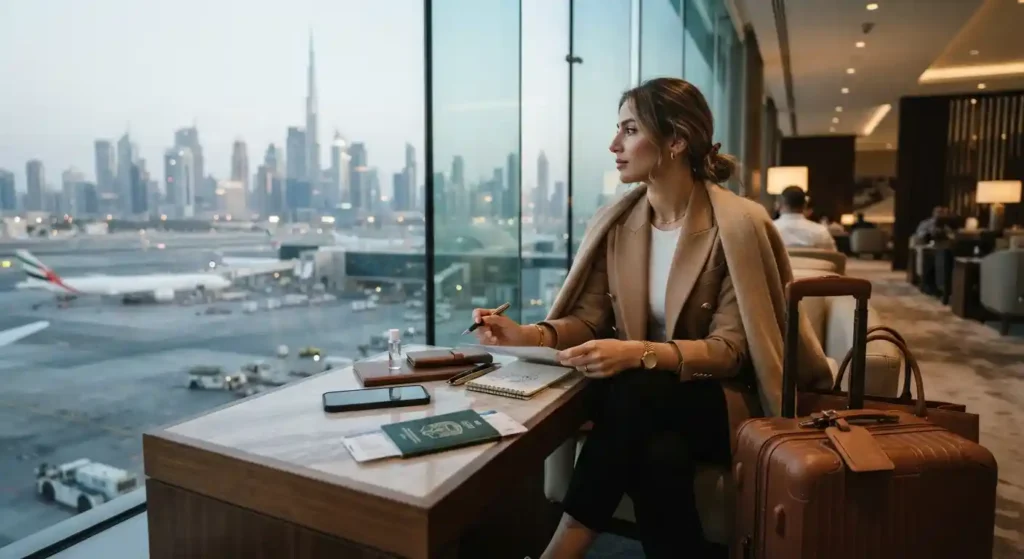 Allianz travel insurance UAE guide with passport luggage and travel documents
