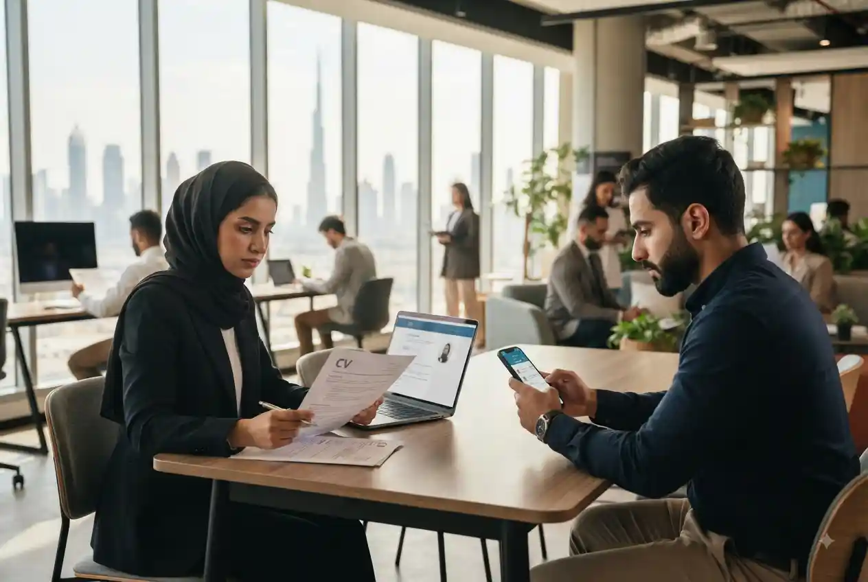 Arabic-speaking job seekers searching for employment opportunities in the UAE