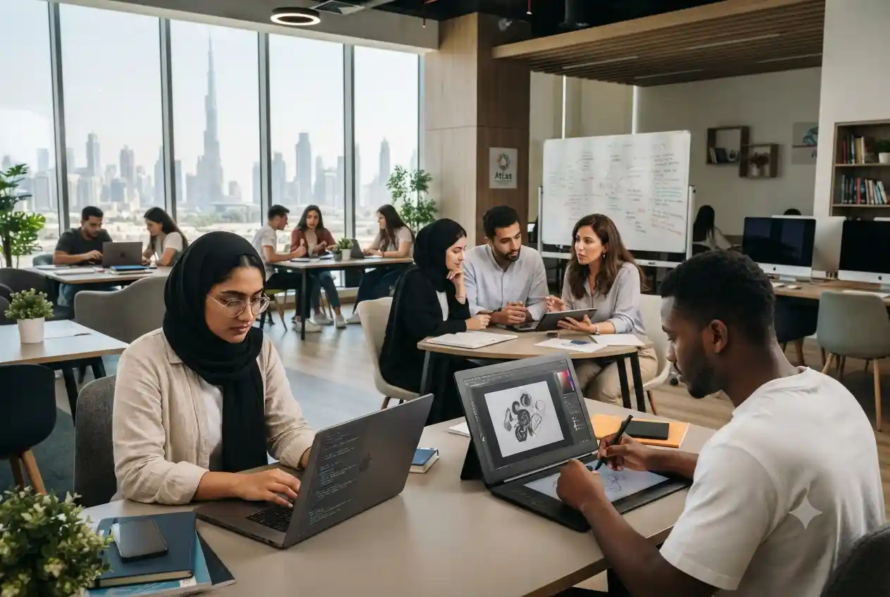 Students attending academic and professional courses at an education institute in Dubai