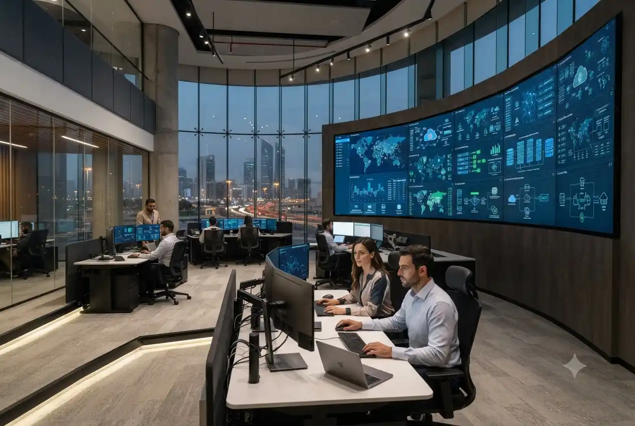 Professionals managing automation technology and intelligent business workflows