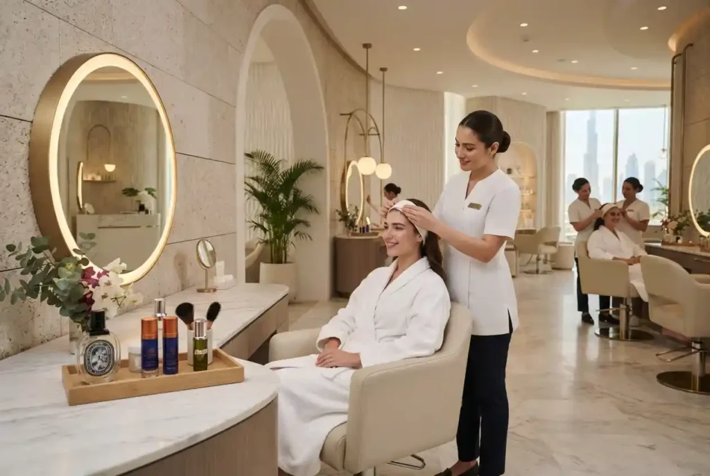 Modern beauty salon in the UAE with a professional beauty therapist