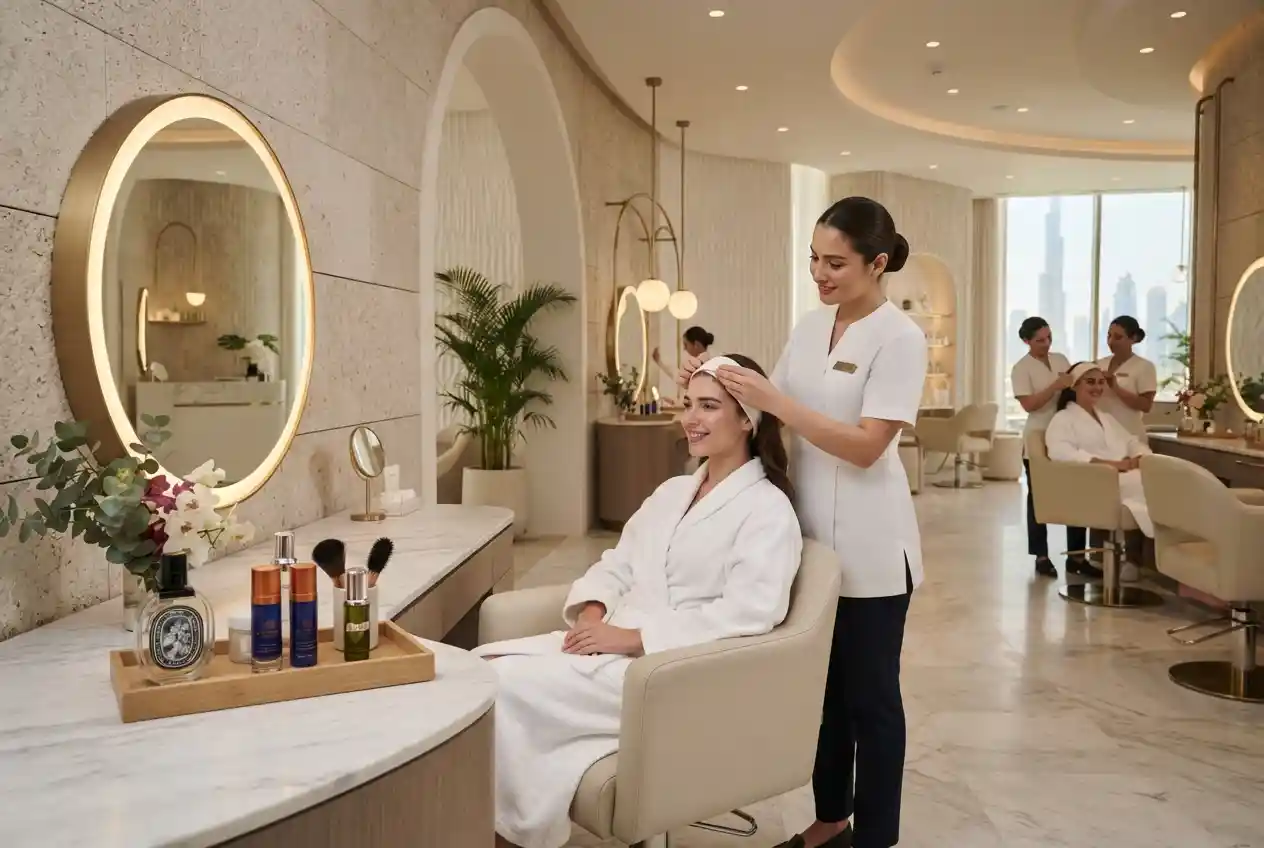 Modern beauty salon in the UAE with a professional beauty therapist