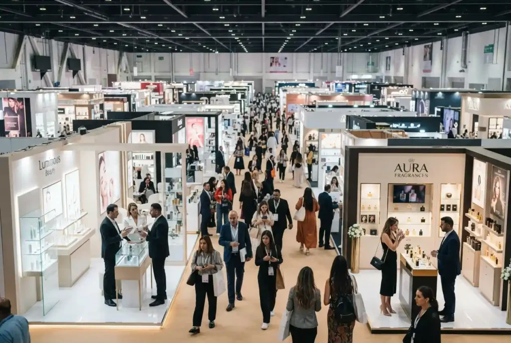 Beauty professionals attending a major beauty exhibition in Dubai