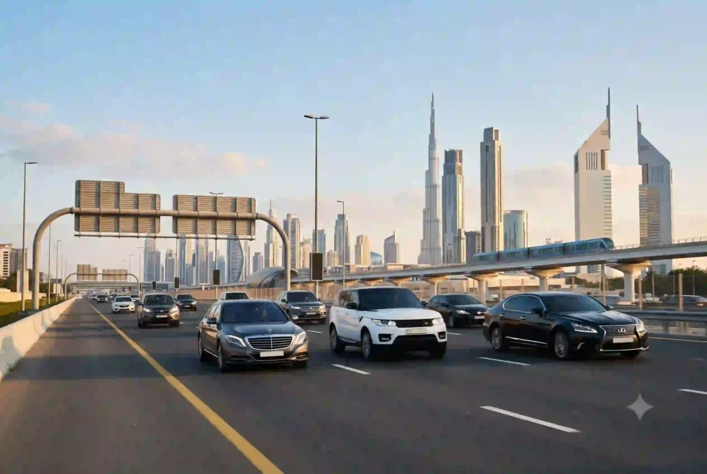 Cars driving on Dubai highway representing best car insurance UAE options