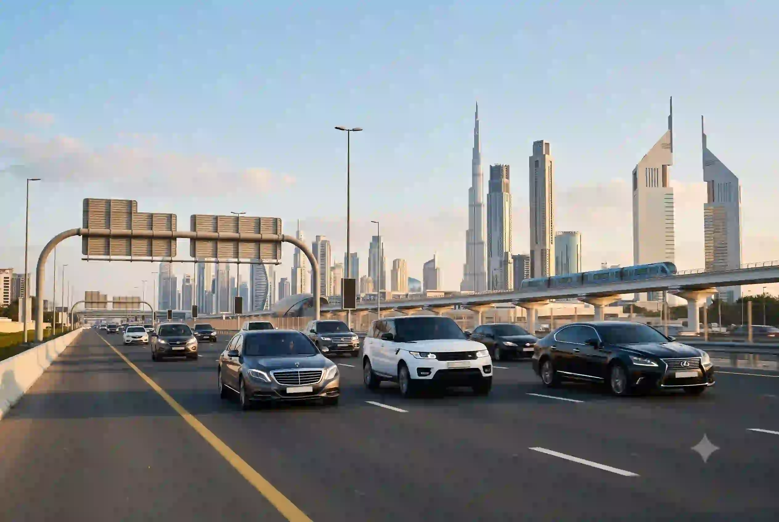 Cars driving on Dubai highway representing best car insurance UAE options