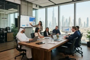 Digital marketing team developing a growth strategy for UAE businesses