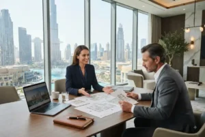 Professional real estate broker helping a buyer in Dubai