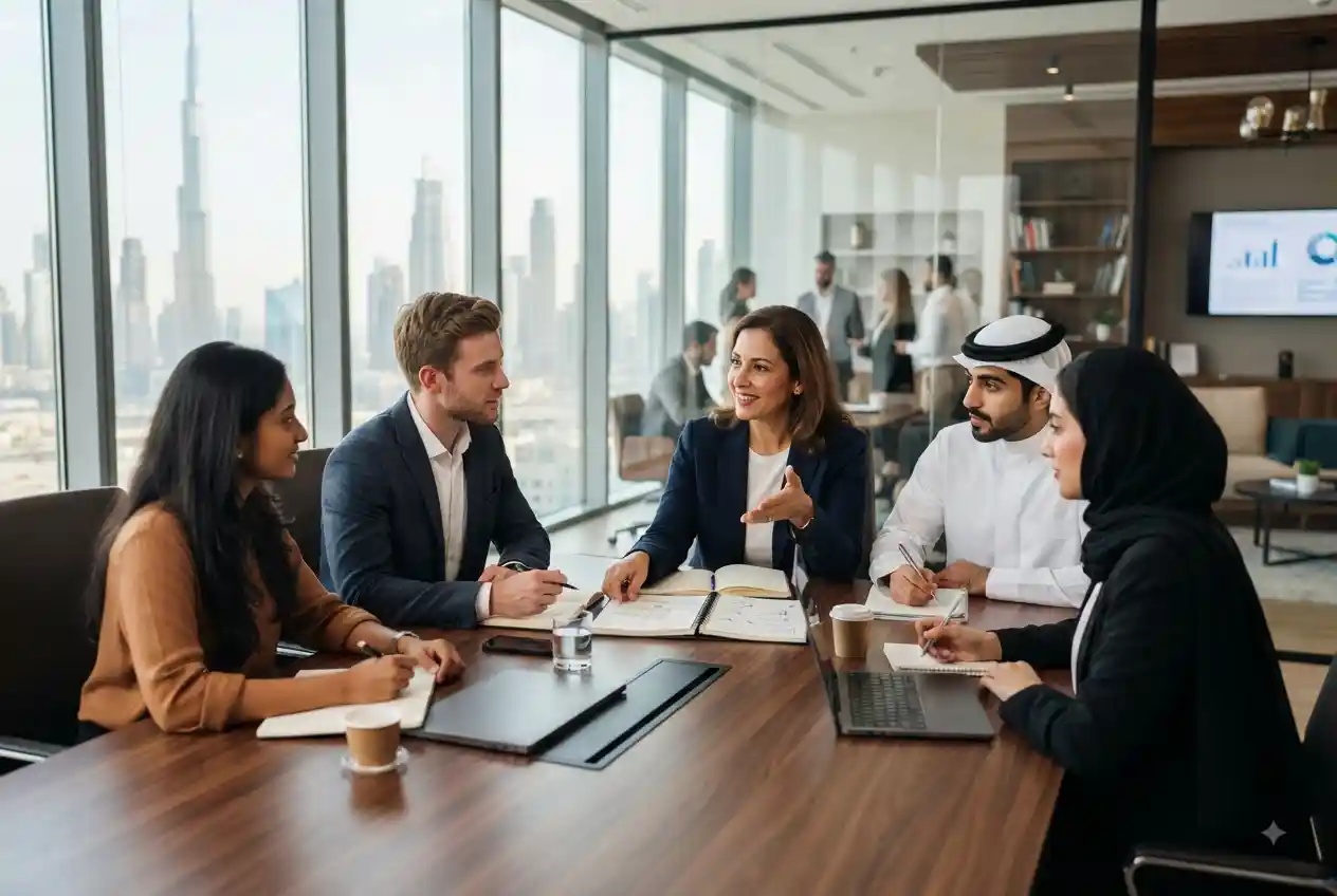 Professionals building their careers through training and development in the UAE