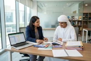 Student receiving career guidance and academic advice in the UAE