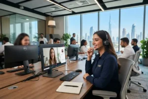 Customer service representative working in a Dubai office