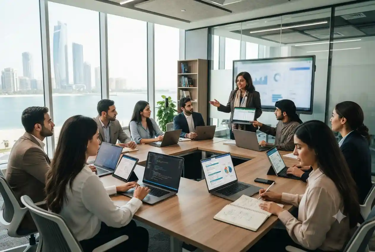 Students attending professional training at an Abu Dhabi educational institute