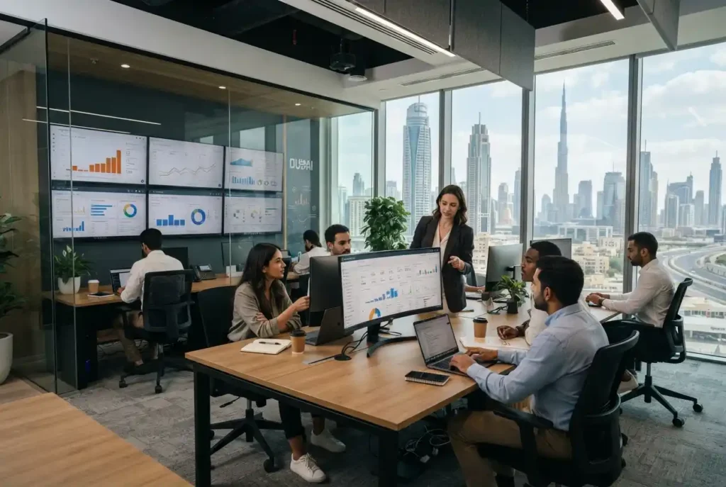Digital marketing agency team developing online marketing strategies for UAE businesses