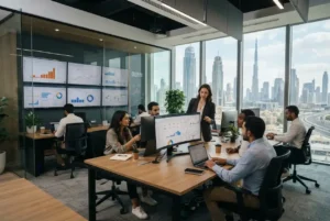 Digital marketing agency team developing online marketing strategies for UAE businesses