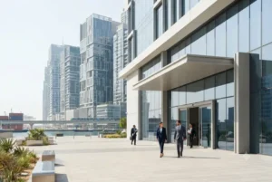 Dubai free zone business setup with modern commercial offices