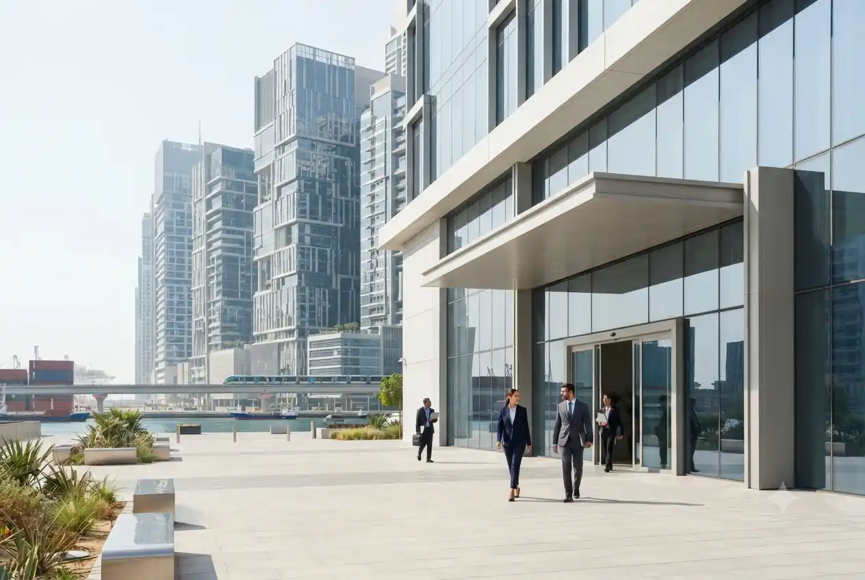 Dubai free zone business setup with modern commercial offices