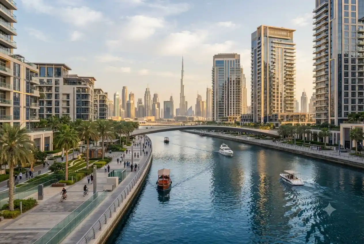 Modern properties along Dubai Water Canal