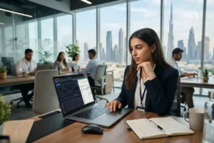 Finance intern working in a modern UAE office