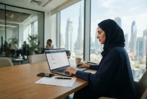 UAE employer creating an online job posting for recruitment
