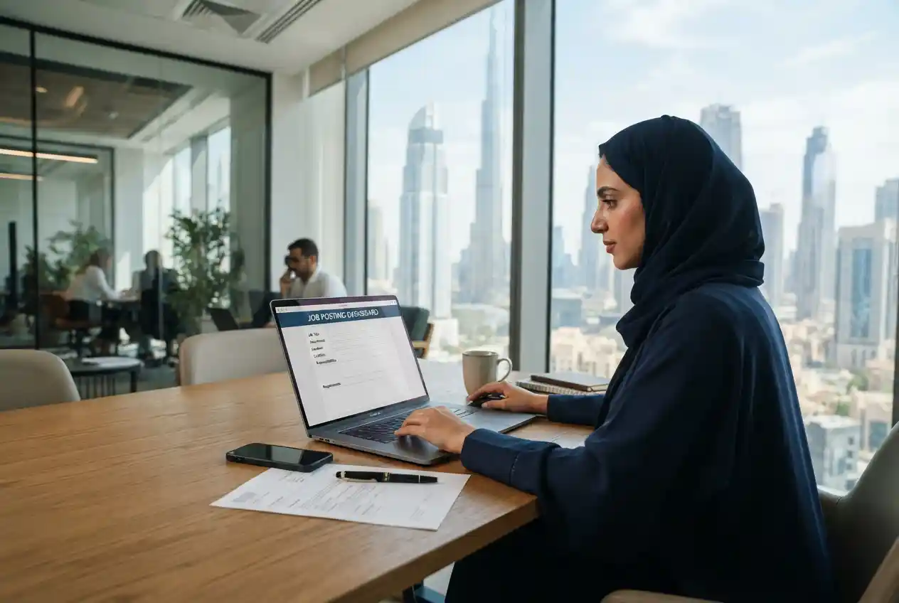 UAE employer creating an online job posting for recruitment