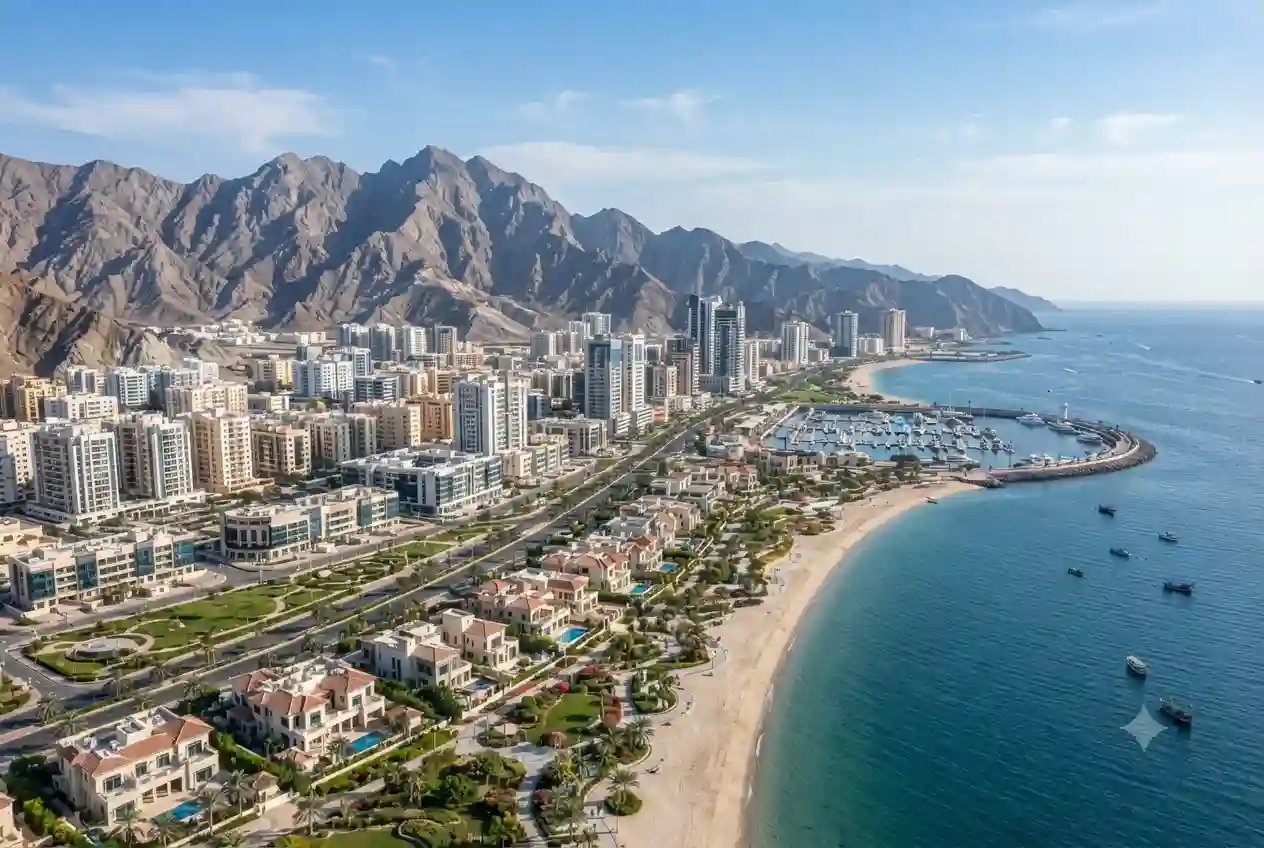 Modern residential and commercial real estate developments in Fujairah