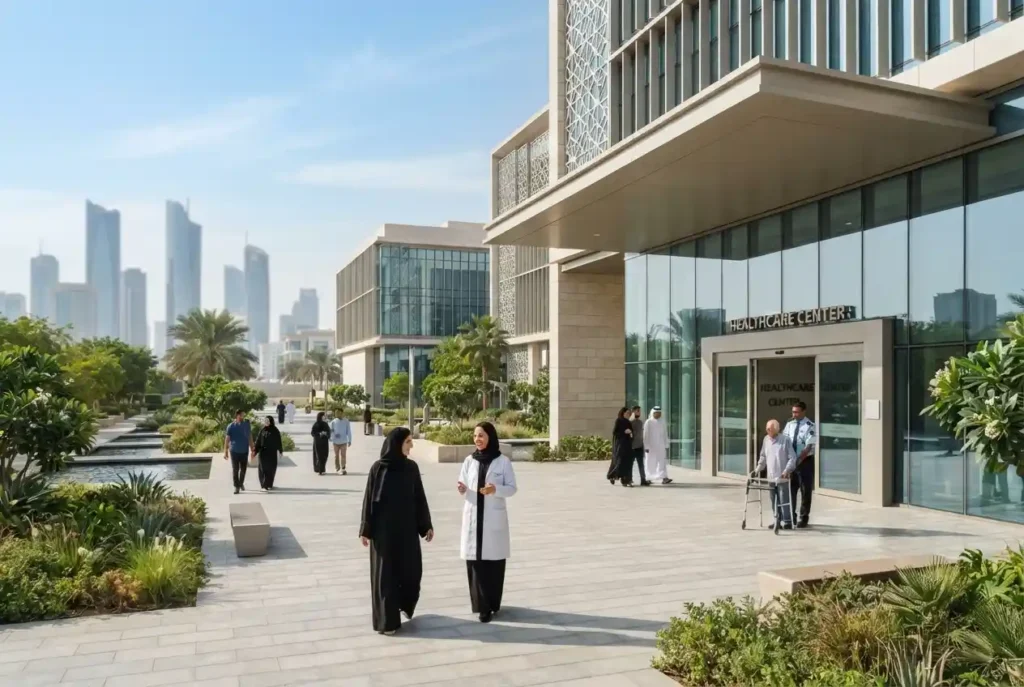 Modern healthcare center in Abu Dhabi serving local residents