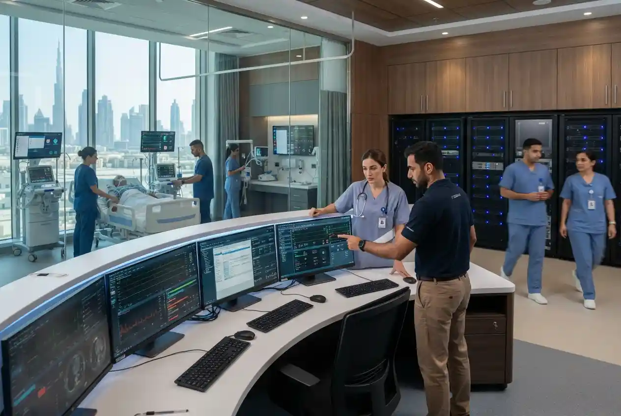 Healthcare IT technology and digital systems in a modern UAE hospital