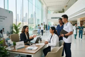 Healthcare recruitment professionals connecting medical staff with UAE healthcare employers