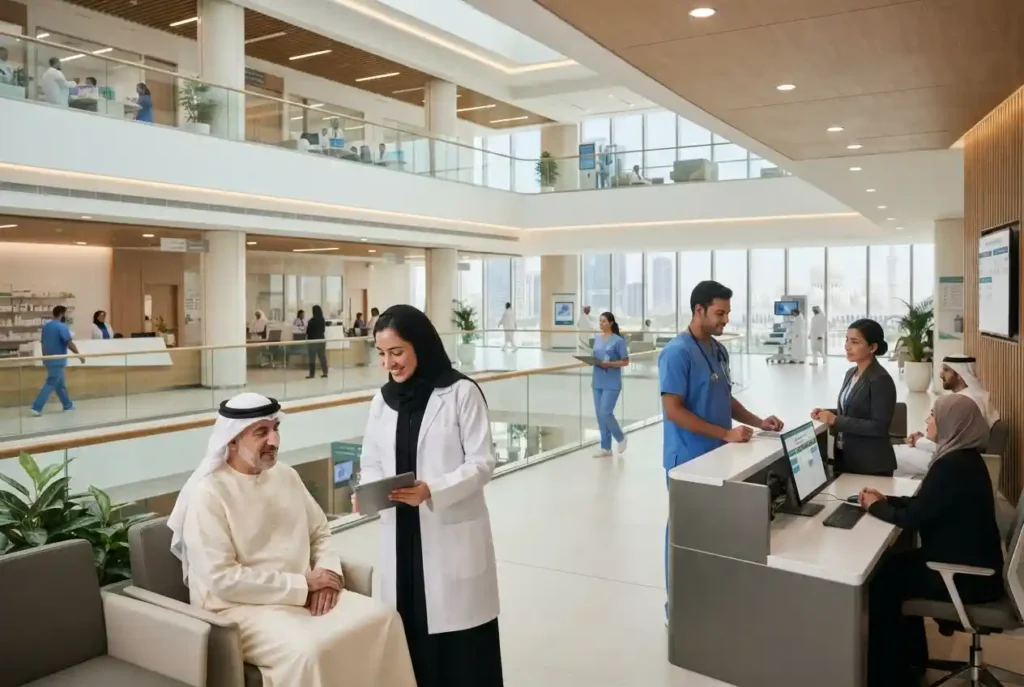 Modern healthcare system and medical professionals in the UAE