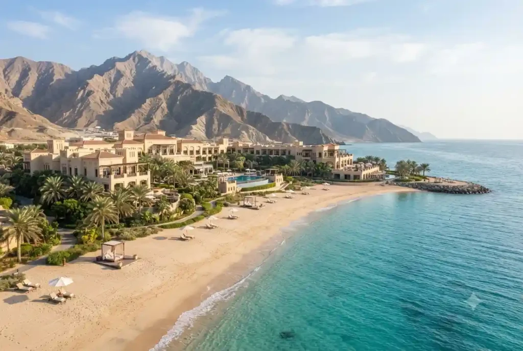 Luxury beachfront hotels and resorts in Fujairah with mountain and sea views