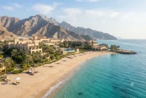 Luxury beachfront hotels and resorts in Fujairah with mountain and sea views