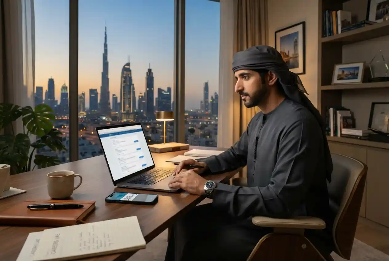 Job seeker checking UAE employment opportunities and job alerts online