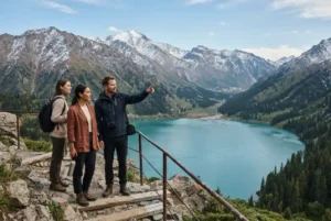 Kazakhstan tour package from Dubai featuring Almaty mountains and alpine scenery