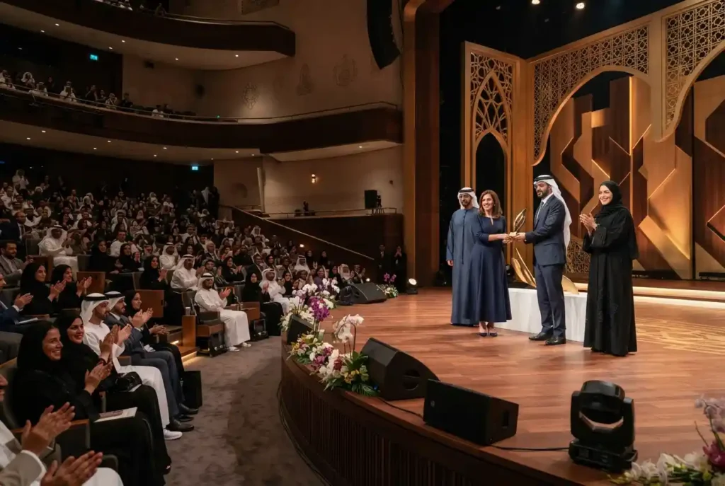 UAE educators receiving recognition at an education excellence award ceremony