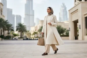 Stylish woman wearing contemporary ladies fashion in the UAE