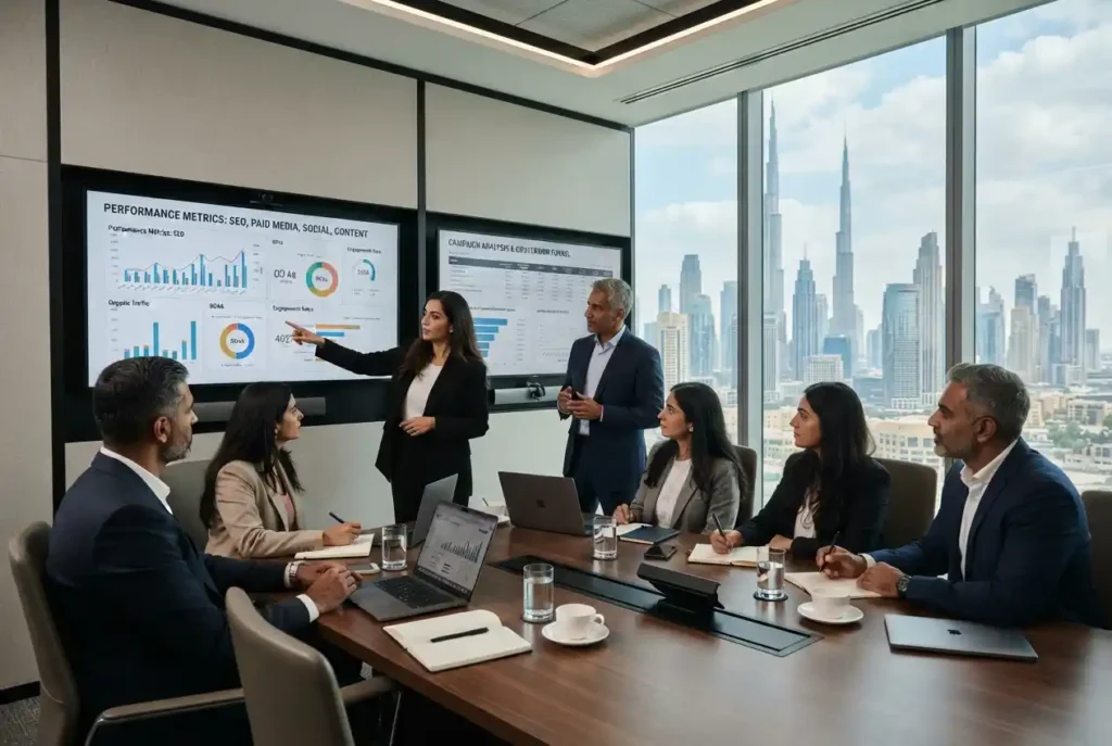 Leading digital marketing professionals developing a growth strategy in Dubai