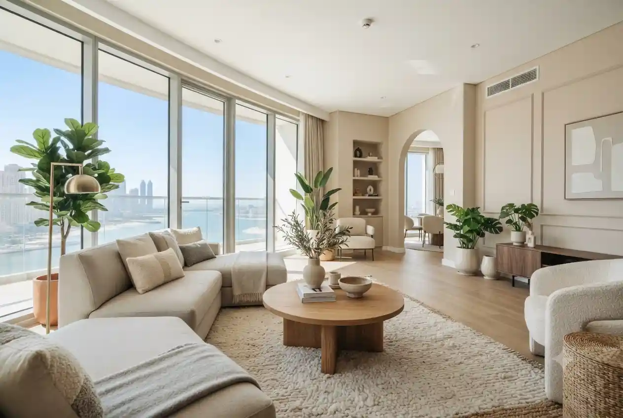 Contemporary lifestyle furniture in a stylish modern UAE living room.